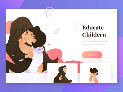 Education Child landing page children education flat illustration uiux web