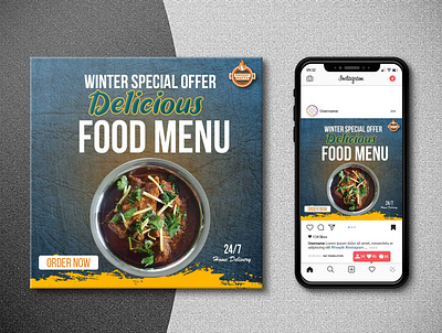 Social Media Delicious Food Banner Template branding food graphic design post social media