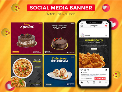 Food Social Media Post Templates I Social Media Banner design facebook food graphic design illustration post social media social media post