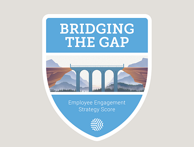 Bridging the Gap Badges 2020 badge badge design badges bridge cliffs hiking illustration landscape mountains red trees