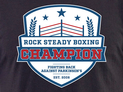 Apparel Art for Rock Steady Boxing apparel boxing font parkinsons parkinsons disease shield star tshirt type typekit typography