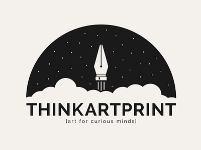 ThinkArtPrint Logo art artist curious launch logo pen rocket science space stars studio think