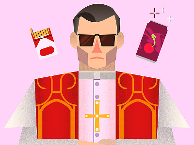 The Young Pope christianity cigarettes cinema cola glasses illustration jude law series the young pope vatican vector vector illustration