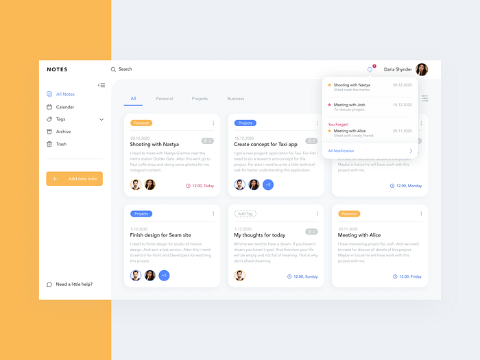 Notes Web Platform by Daria Shynder on Dribbble