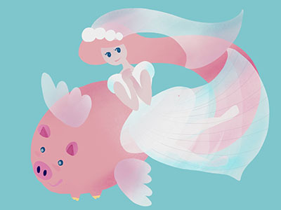 The bride and her flying pig