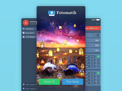 Fotomatik App app design login menu new photo