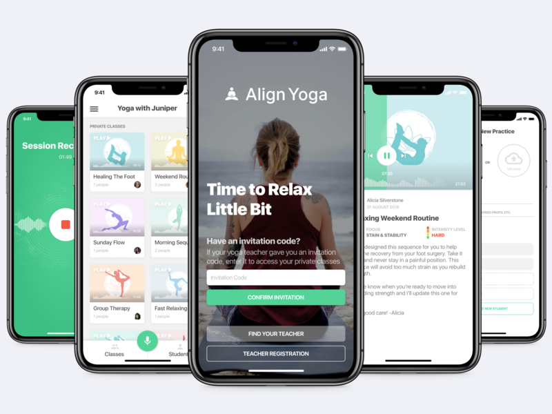 Yoga App Design app class description descrition design detail intensity log in login record sign sign up sketch student ui upload ux yoga