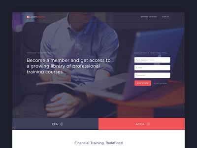 Learn Signal Home business course finance flat hero homepage landing learning ui ux website