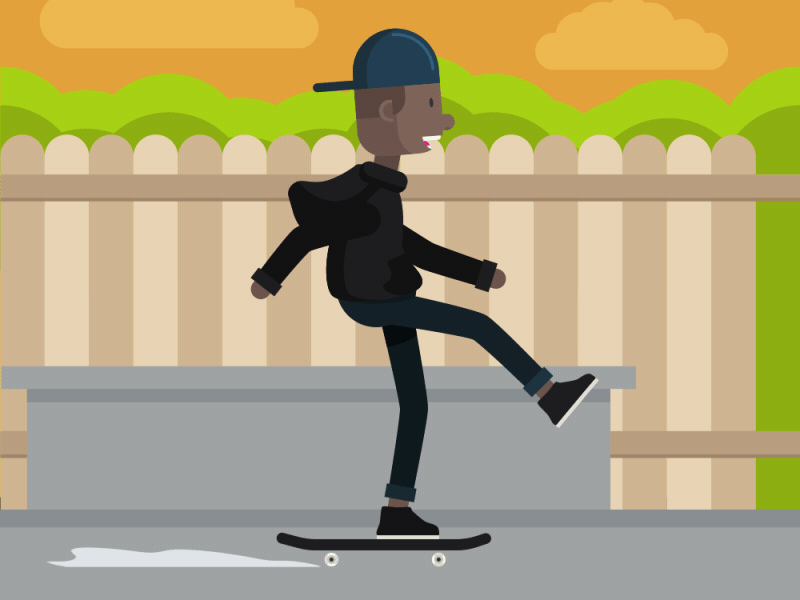 Skater Dude 2d animation after effects animation character animation illustrator skate cycle skateboard skater walk cycle