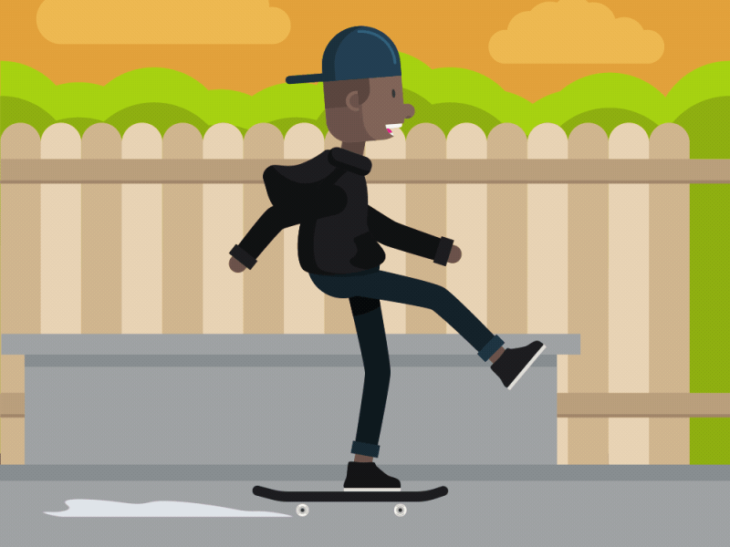 Skater Dude - Slow-Mo 2d animation after effects animation character animation illustrator skate cycle skateboard skater walk cycle