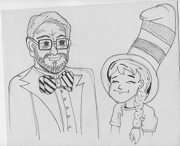 Dr Seuss Sketch children illustrators hand drawn sketch illustration little girl teacher