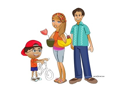The family dad family illustration little boy mom