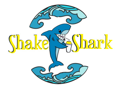 Shake Shark blue logo milkshake logo shark smoothie logo