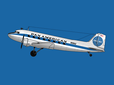 Pan Am DC-3 blue dakota dc3 illustration pan am pan american photoshop plane