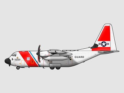 US Coast Guard C-130J Hercules c130 coast guard hercules illustration orange photoshop plane sea us air force usa uscg white