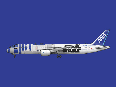 ANA 'Star Wars' 787 aircraft ana boeing 787 dreamliner illustration japan photoshop plane r2d2 star star wars wars