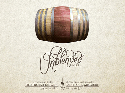 Unblended #40 barrel craft beer label typography