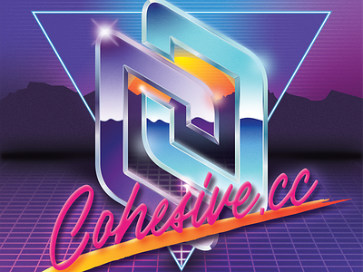Cohesive in the 80s 80s desert chrome holo sticker stickermule synthwave