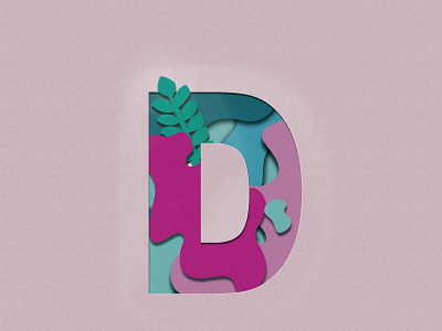 CUT OUT LETTER D design flat illustration minimal typography ui vector