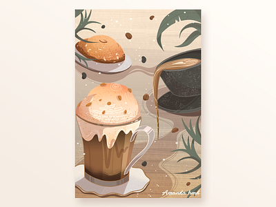 Afternoon coffee art coffee coffee cup design graphic design illustraion photoshop sketch visual