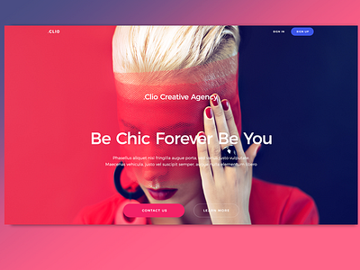 Clio Creative UI agency concept design fashion graphic design hero home landing page red slider splashpage style typography ui ui ux web design