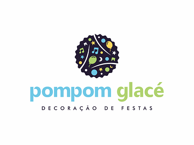 Pompom Glacé branding festas logo logo design party party design