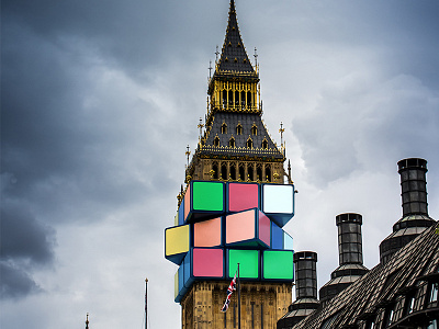 Rubik's Cube bigben cgi cloudy games london manipulation rubiks cube