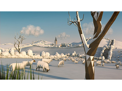 Lowpoly Winter Landscape cinema 4d landscape lowpoly