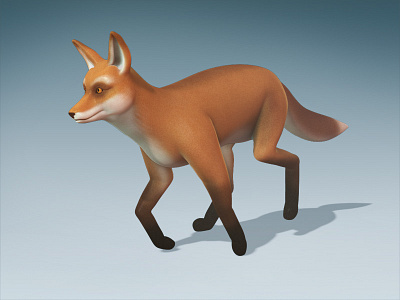 Running fox c4d cinema4d fox polypaint sculpting zbrush