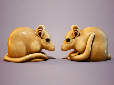 Rat netsuke cinema4d netsuke rat zbrush