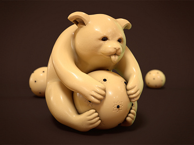 Bear With Ball – Netsuke ball bear cinema4d netsuke zbrush