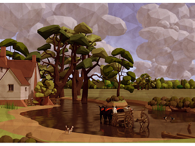 The Haywain (after John Constable) c4d cinema4d constable lowpoly