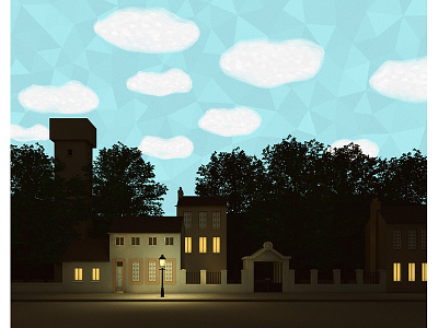 The Empire of Light (after Magritte) c4d cinema4d lowpoly magritte