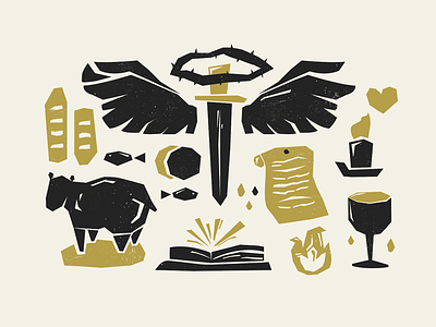 Finding Truth WIP bible bible stories biblical stories black black and gold book cover design design francis chan gold graphic deisgn illustration illustrative jesus sheep study sword