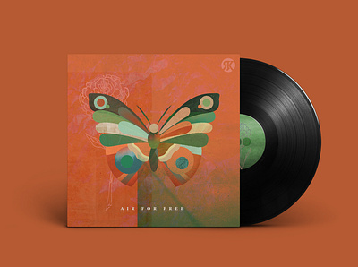 Air For Free album cover design butterfly design graphic design illustration texture typography