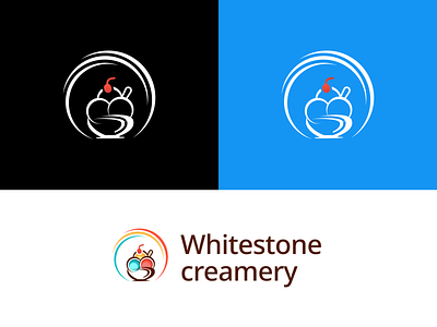 Whitestone creamery ice cream icecream shop logo icon illustration logo