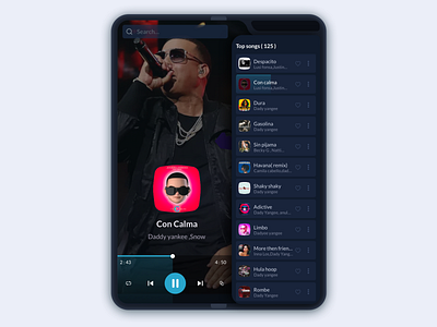 Folding Mobile - Music app ui dark theme folding mobile design music app ui