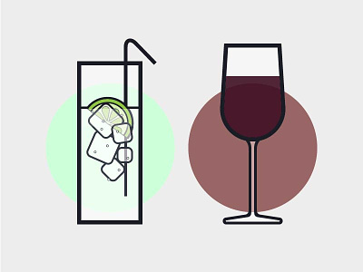 Drinks alcohol drink gin green illustration illustrator lime red simple tonic vector wine
