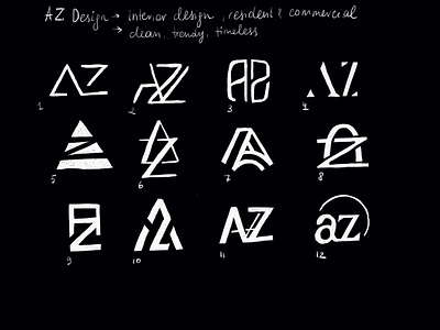 AZ Monogram Sketches branding design graphic design icon logo logo design minimal monogram monogram design monogram letter mark monogram logo sketch sketches sketching typography vector