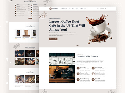 Coffee Shop Landing Page beans cafe cake cappucino chocolate coffee coffee bean coffee shop cold brew coffee ecommerce landing page minimal online store restaurant tea ui ui ux web design website website design