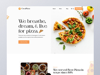 Pizza Shop Landing Page burger cake coffee shop delivery app design food food delivery service food order homepage landing page minimal design pizza pizza shop restaurant ui uiux web design web ui website website design