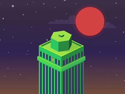 Material design app design building graphic design green material design mobile night building sun web design