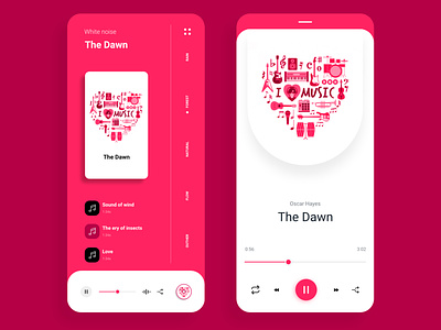 App design for pink music app app design music pinkdesgin pinkui screen