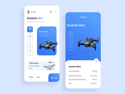 Drone Ui app design bestui blue droneui graphics ui uidesign