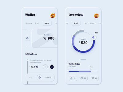 Neomorphism soft UI Design for payment app