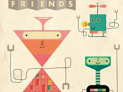 Robot Friends color fun robots typography
