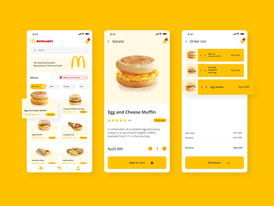McDonald's Mobile App Redesign adobe xd app branding design mcdonalds mobile app design mobile design mobile ui ui uiux ux yellow