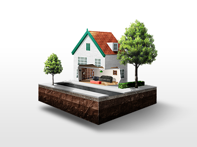 House earth house illustration living tree