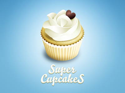 Super Cupcakes bakery chocolate cream cupcake heart icon logo muffin wipcream