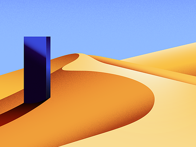 Monolith alien desert dunes light monolith shadow sky